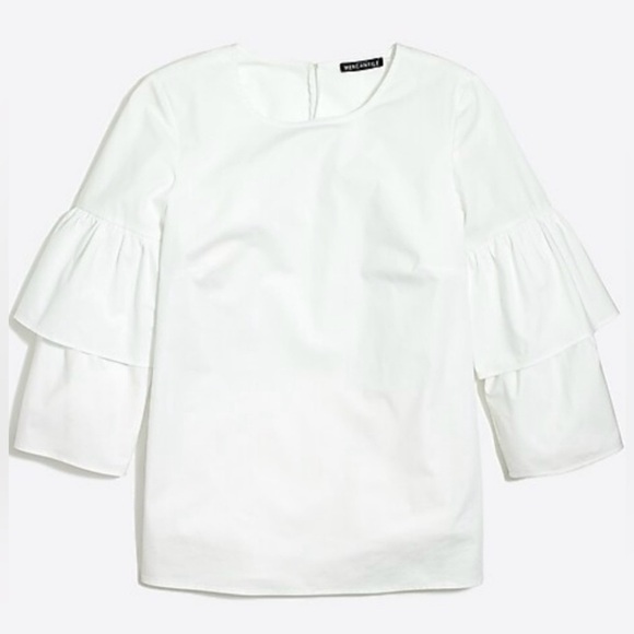 J. Crew|White Tiered bell sleeve top, Cotton with keyhole detail, size 12••• - Picture 3 of 13